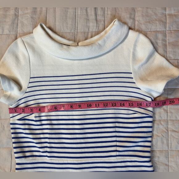 Talbots Blue & White Preppy Nautical Striped Ombre Sheath Dress - 10 Petite - Picture 7 of 10